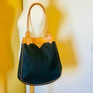 YSL Black Brown PVC Leather Shoulder tote Bag.
